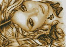 1084 Девушка с бабочками, Алмазная Мозаика