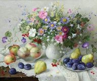 1196 Цветочно-фруктовый натюрморт, Алмазная Мозаика