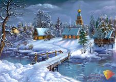 1276 Зима в деревне, Алмазная Мозаика